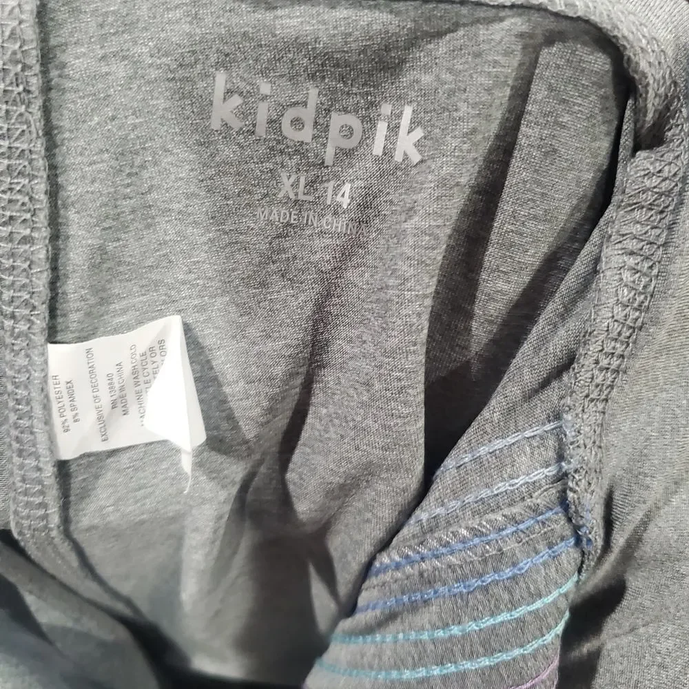 Girls Leggings Size 14 kidpik Gray Leggings with Blue and Purple Accents